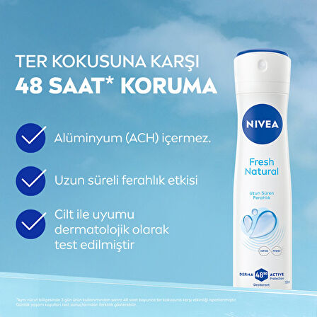 NIVEA Fresh Natural Sprey 150 ml X 2 ADET