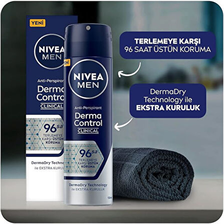 NIVEA Derma Control Clinical Erkek Sprey 150ml X 3 ADET