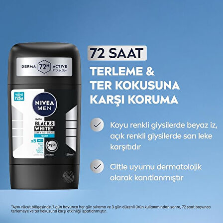 NIVEA MEN Black & White Invisible Fresh Stick 50 ml X 3 ADET
