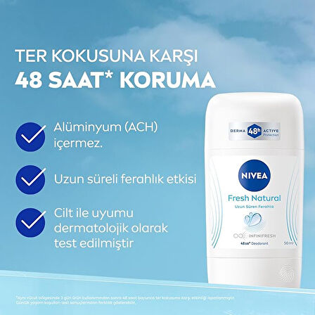 NIVEA Fresh Natural Stick 50 ml X 3 ADET
