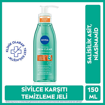 NIVEA Derma Skin Clear Sivilce Karşıtı Yüz Temizleme Jeli 150ml X 4 ADET