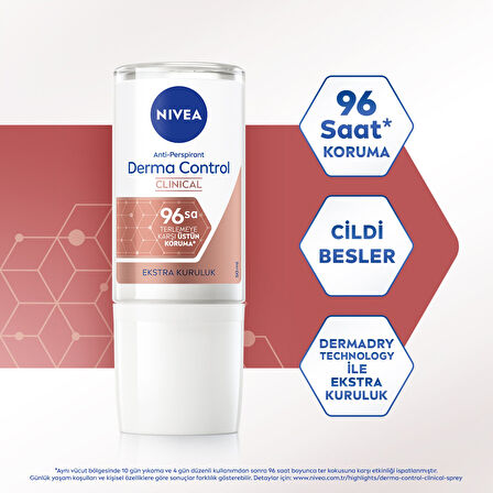 NIVEA Derma Control Clinical Kadın Roll-On 50 ml X 4 ADET
