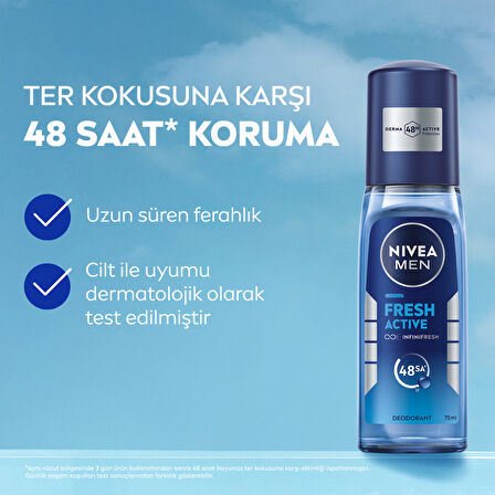 NIVEA MEN Fresh Active Pump Sprey 75 ml X 4 ADET