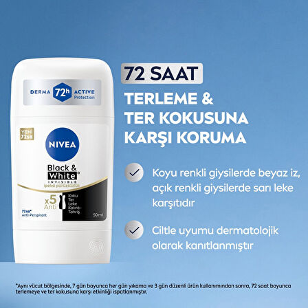 NIVEA Black & White Invisible İpeksi Pürüzsüzlük Stick 50 ml X 4 ADET