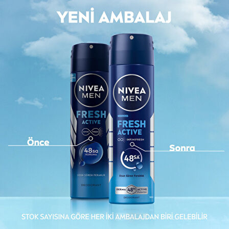 NIVEA MEN Fresh Active Sprey 150 ml X 5 ADET