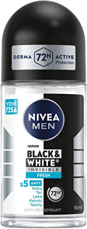 NIVEA MEN Black & White Invisible Fresh Roll-on 50 ml X 5 ADET