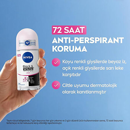 NIVEA Black & White Invisible Clear Roll-on 50 ml X 5 ADET