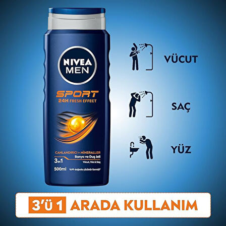NIVEA MEN Sport Banyo ve Duş Jeli 500ml X 5 ADET