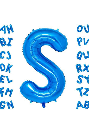 Mavi Harf Folyo Balon 16 Inç 36 Cm