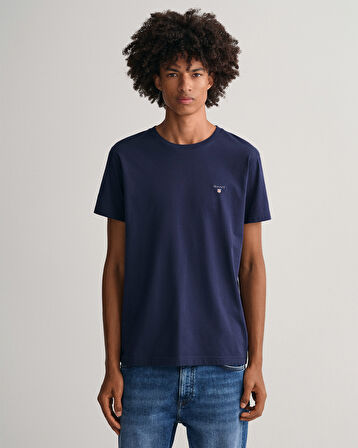 GANT Erkek Lacivert Regular Fit Bisiklet Yaka T-Shirt
