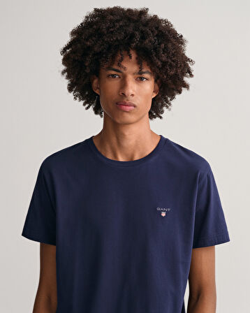 GANT Erkek Lacivert Regular Fit Bisiklet Yaka T-Shirt