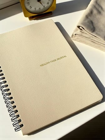 12 Haftalık A5 Beslenme ve Kilo Takip Planlayıcı Defter | Spiralli, Suni Deri Kapaklı, Günlük ve Haftalık Takip | Healthy Food Journal (Bej)