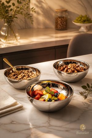 Paslanmaz Çelik Çift Katmanlı Çerez Kasesi 10’lu Set 11,5 cm Isı Yalıtımlı Çelik Kase Kahvaltılık Çorba Çerez Meyve Yoğurt Servis Kasesi Kaymaz Dayanıklı Metal Mutfak Kasesi