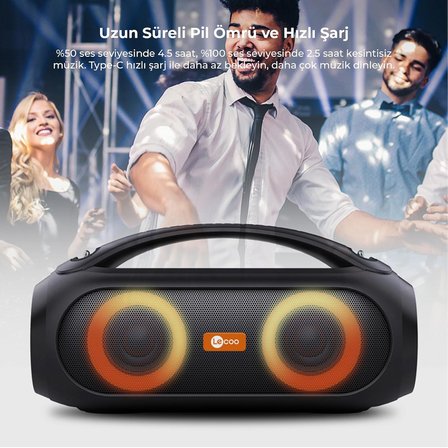 DS152 36W Kablosuz Bluetooth 5.1 Hoparlör - RGB Aydınlatmalı IPX5 Suya Dayanıklı BT/AUX/USB Girişli TWS Stereo Boombox Taşınabilir Hoparlör