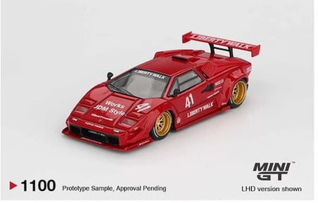 Mini Gt 1100 1/64 Lamborghini Countach Lb-Works Red