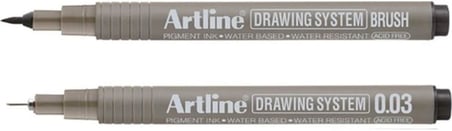 Drawing System Teknik Çizim Kalemi 2'li Set, Brush + 0.03mm