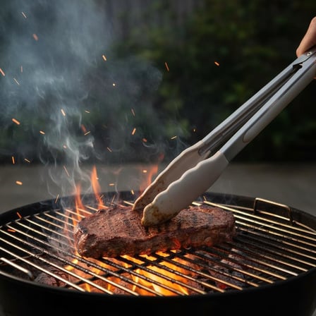 Mutfak Maşası Yemek Izgara Salata Barbekü Kızartma Maşası, Isıya Dayanıklı Paslanmaz Çelik Saplı Silikon Yemek Maşası 3 Renk Seçeneği (Gri-Krem-Bej) (KREM)