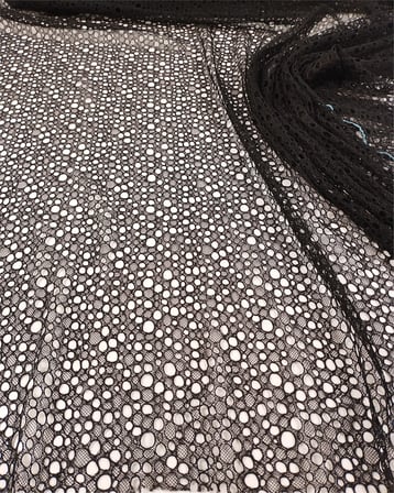 Siyah Yumuşak Delikli Dantel Örme Kumaş Bluzluk & Elbiselik En: 120cm