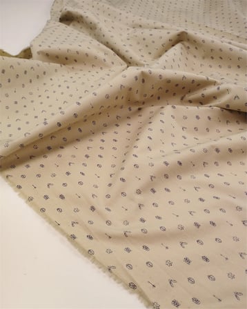 Bej Üzeri Minik Koyu Lacivert Desenli Pamuk Poplin Kumaş Gömleklik & Elbiselik En: 145cm