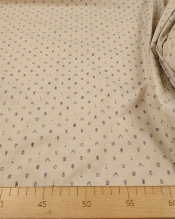 Bej Üzeri Minik Koyu Lacivert Desenli Pamuk Poplin Kumaş Gömleklik & Elbiselik En: 145cm