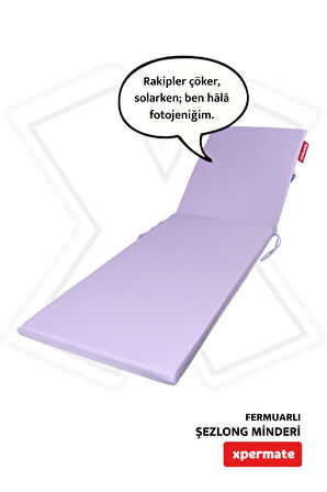 XPERMATE Fermuarlı Şezlong Minderi Su Geçirmez Kumaş Katlanır Şezlong Minderi Katlanabilir Plaj Minderi 60x180x5 Lila