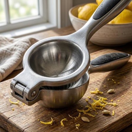 Deconox Profesyonel Paslanmaz Çelik Limon Sıkacağı, Manuel Narenciye ve Limon Presi, Ergonomik Kollu, Kolay Yıkanabilir, Büyük Boy (24 cm) Mat Doku