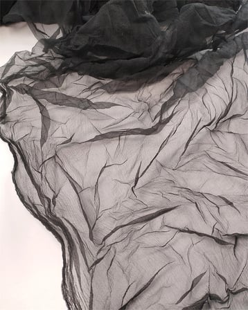 Pastel Zümrüt Yeşili Kendinden Kırışık Hafif Parlak Organze Tül Kumaş Elbiselik & Bluzluk En: 120cm
