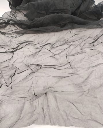 Pastel Zümrüt Yeşili Kendinden Kırışık Hafif Parlak Organze Tül Kumaş Elbiselik & Bluzluk En: 120cm