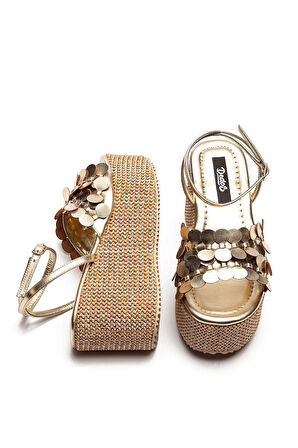 Kadın Hasır Taban Yüksek Platform Topuklu Eva Sandalet 2325