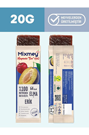 Mixmey Ekşi Sever Meyve Bar 24 Adet | Vegan, Glutensiz, Sağlıklı Vegan Atıştırmalık - 20gr X 12 Adet