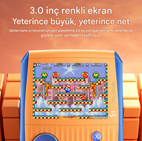 S1 el oyunları konsolu taşınabilir Retro 666 Klasik FC Oyunu 3.0" Renkli Ekranlı El Oyun Konsolu