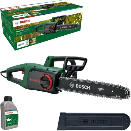 Home and Garden Zincirli ağaç kesme makinesi UniversalChain 40 (1800 W, hafif: 4,3 kg, zincir hızı: 12 m/sn, zincirli ağaç kesme makinesi yağı dahil, karton ambalajda)