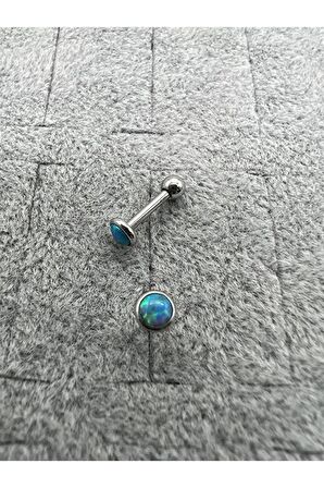 Beyaz Opal Taşı Cerrahi Çelik Tragus Helix Piercing Küpe Bir Adet 6 Mm