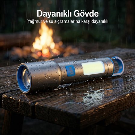 BX1010FL Beyaz-Mavi-Turuncu 3 Renk LED Özellikli Max 500 Lümen ve 500 Metreye Kadar Menzilli USB-C Şarj Edilebilir 10W El Feneri