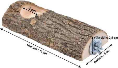 Doğal Ağaç Kuş Tüneği Ve Yemlik Kütük Tünek Yemlikli Tünek Uzunluk 15 cm