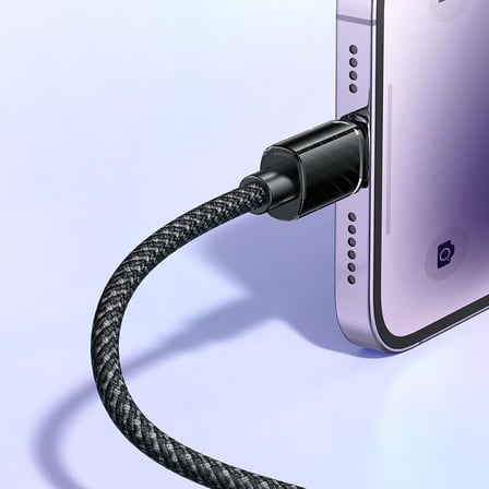 CA-3660 Crystal Serisi Type-c to Lightning 36W PD Hızlı Şarj ve Veri Aktarım Örgü Kablo Siyah 1.2m