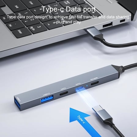 PD 100W 5in1 Type-C to USB Çoklayıcı Çevirici Hub 5 Port / 2xUSB / 3xType-C