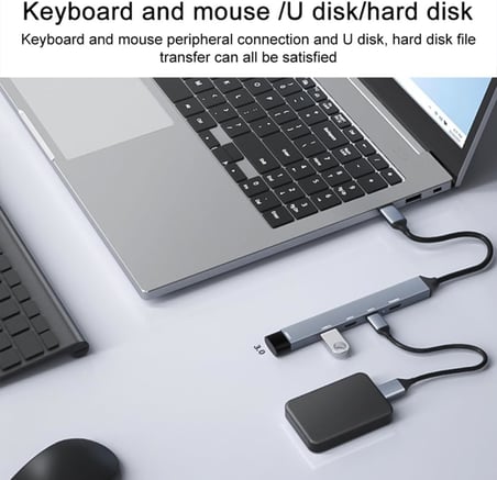 PD 100W 5in1 Type-C to USB Çoklayıcı Çevirici Hub 5 Port / 2xUSB / 3xType-C