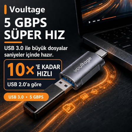 Type-C to USB-A Dönüştürücü - USB 3.0 OTG Adaptör, 5 Gbps Yüksek Hızlı Veri Aktarımı, MacBook, Samsung Galaxy, Iphone 15/16/17, Laptop ve Akıllı Telefonlar İçin Tak Çalıştır Çevirici