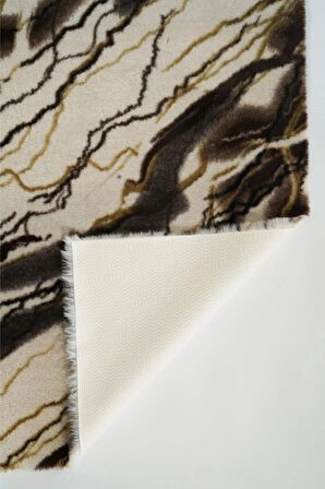 Prizma Halı Marble Peluş Halı Kahve - Pos Kesim