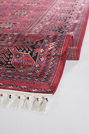 Apex Halı Bruj Bambu Viscon Halı 8731BU Bordo