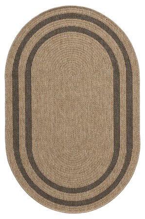 Seyran Halı İndia Hasır Görünümlü Oval Halı 668 Siyah