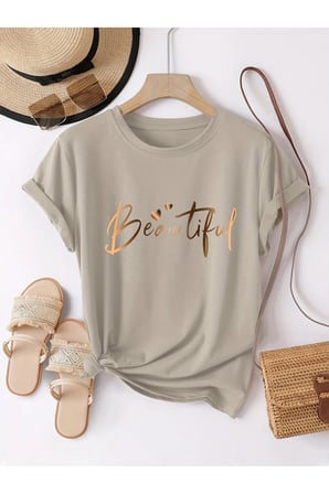 Unisex Beautiful Baskılı Tasarım Tshirt