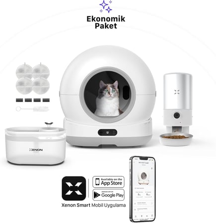 Akıllı Otomatik Kedi Tuvaleti (Kameralı) Çelik Köpek Mama Kabı Besleme Kasesi (Kameralı) Su Sebili Pınarı ve Yedek Filtre (4 Adet) Evcil Hayvan 4'lü Pet Ürünleri Başlangıç Seti