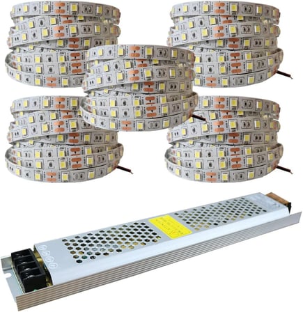 25 Metre Şerit LED Günışığı Renk + 12v 33 Amper 400 Watt LED Trafo - 3 Dirençli Double Pcb - Oturma Odası, Yatak Odası ve Mutfak için Gizli Aydınlatma