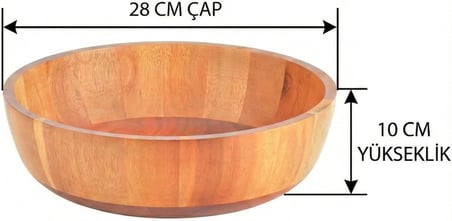 Doğal Akasya Ahşap Salata ve Meyve Kasesi – 28 cm Büyük Boy Yuvarlak Sunum Tabağı, Çerezlik ve Dekoratif Mutfak Kasesi
