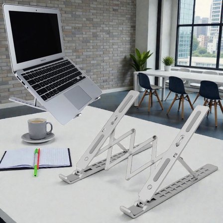 En Büyük Boy Alüminyum Katlanabilir Kademeli Laptop Bilgisayar Notebook Mac Standı, Ergonomik Notebook ve Tablet Tutucu, Çok Sağlam Metal Taşınabilir Tasarım, Hafif Koruma Çantası ile Beraber sg-001