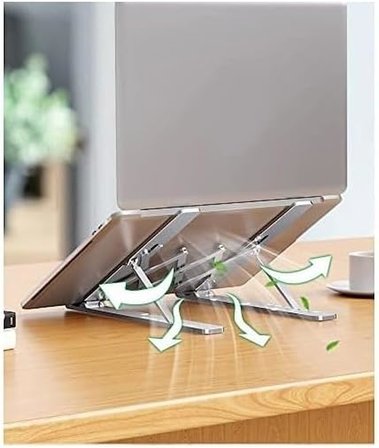 En Büyük Boy Alüminyum Katlanabilir Kademeli Laptop Bilgisayar Notebook Mac Standı, Ergonomik Notebook ve Tablet Tutucu, Çok Sağlam Metal Taşınabilir Tasarım, Hafif Koruma Çantası ile Beraber sg-001