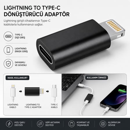 MODDESTORE İphone İle Uyumlu Type-C Şarj Otg Çevirici Adaptör USB-C Dönüştürücü Adaptör Aparatı ZR351