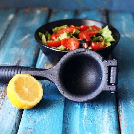 Döküm Limon Sıkacağı Limon Presi Büyük Boy 24cm, Siyah Metal Limon Sıkacağı, Döküm Naranciye Sıkacağı